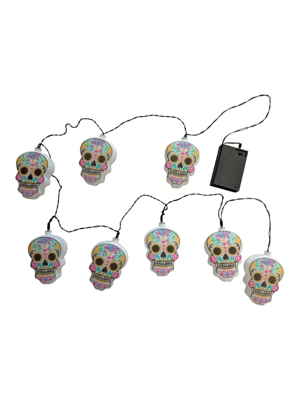Sugar Skull LED String Lights - Multicolor Day of the Dead Party Decor